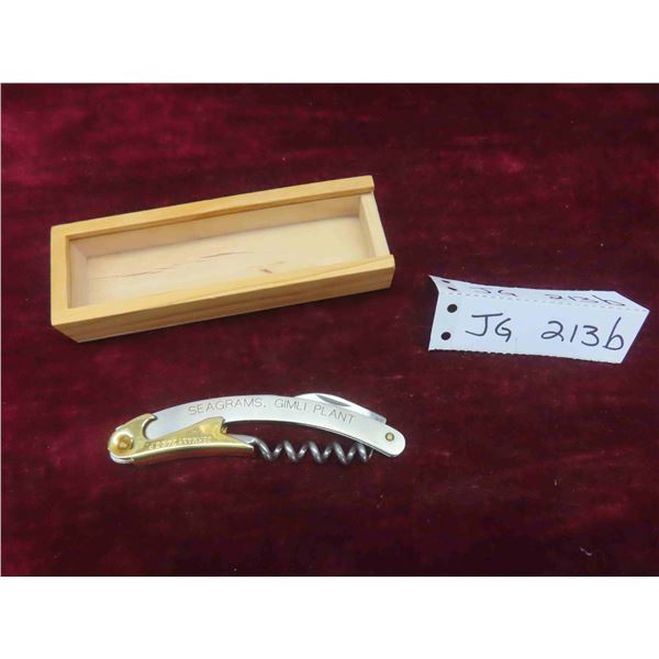 seagrams gimkli plajnt 24K gold  plated waiters corkscrew bottle opener. 