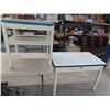 Image 1 : vintage tables , white painted 28x20x27" with enamel 