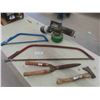 Image 1 : 2 bow saws, mosquitofogger, hatchet clippers 