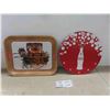 Image 1 : coca-cola tray and 12" diameter metal coke sign 