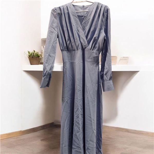 Sky blue Dress midi with Wrap skirt olive green Size M