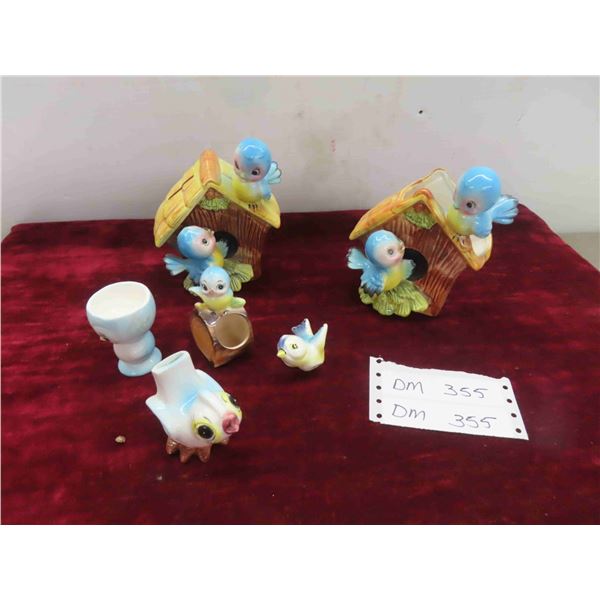 6pcs Blue Birds : Bank, Egg Cup & More.