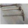 Image 3 : Yard tools: A Pick Axe, Potato fork, Mallet 