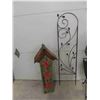 Image 2 : Garden Trellis, Bird House 32'' H , Wrought Iron Side Table,
