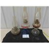 Image 1 : 3 Coal Oil Lamps with Chimneys 