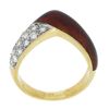 Image 7 : 14k Yellow Gold 0.28 ctw Diamond & Red Enamel Work V Chevron Stackable Band Ring