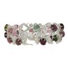 Image 4 : 18K Gold Oval Cabochon 49.55 ctw Multi Color Tourmaline Diamond Wide Bracelet