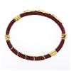 Image 7 : Cassetti 18k Gold Red Enamel Baby & Adult Elephants Hinged Open Bangle Bracelet