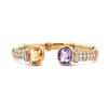 Image 1 : 18KT Yellow Gold 9.26 ctw Amethyst, Citrine & Diamond Flex Bangle Bracelet