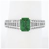 14K White Gold 1.71 ctw Emerald Cut Emerald Solitaire w/ Diamond Accents Ring