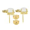 Image 4 : 14K Yellow Gold Oval Cabochon Blue Moonstone Diamond Cluster Drop Stud Earrings
