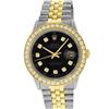 Image 3 : Rolex Mens Two Tone 18K Black 2 ctw Diamond Datejust Wristwatch