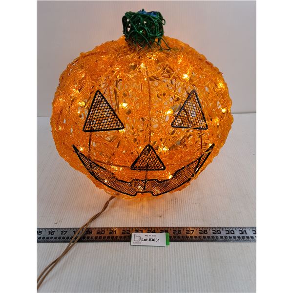 Electric "Jack-o-Lantern" String Light - Working - 15" Dia x 14" Tall