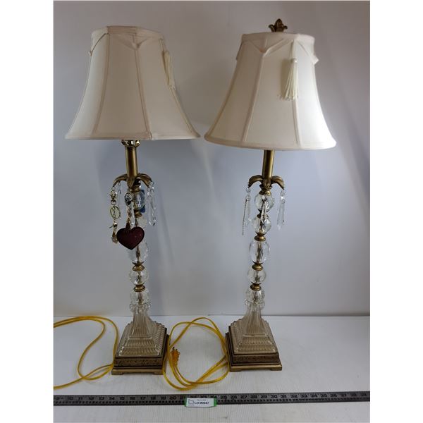 Pair of Vintage Table Lamps (One Missing Top Screw Ornament) - Tested - 33" Tall - Pickup Only
