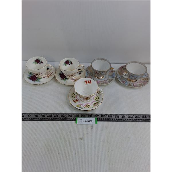 (5) Teacups & Saucers (Royal Albert, Duchess, Castle)