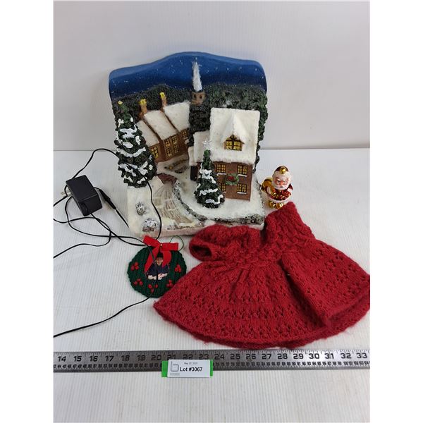"Winter Town" Electrified Table Display - Tested, Doll Dress, Misc.
