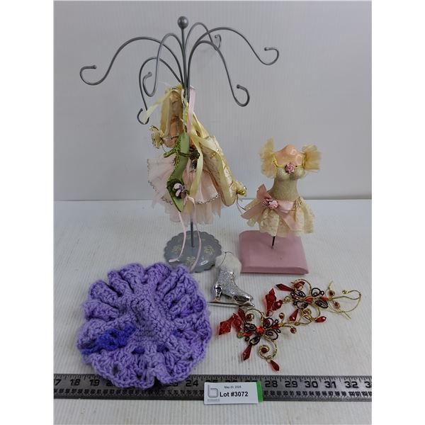 Miniature Women's Dress Displays, Doily, Hanging Ornaments
