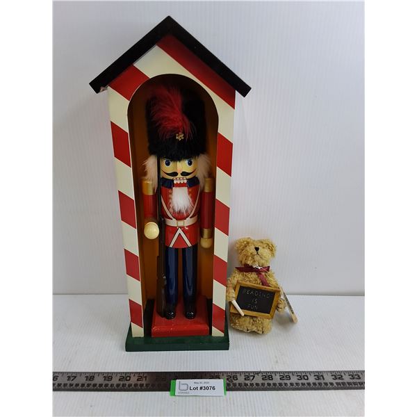 Toy British Guard & Station - 18" Tall, "reading is fun" Fuzzy Bear