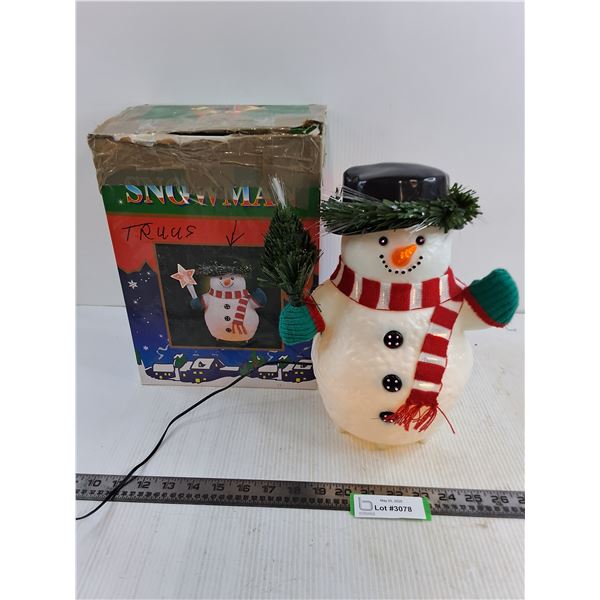 Light-Up Plastic Snowman - Tested - 12" Tall