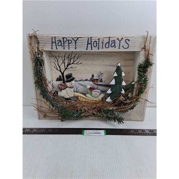 "Happy Holidays" Wood-Framed 3D Wall Art - 16" x 12"