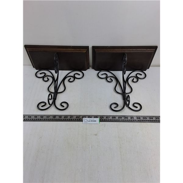 Pair of Wood/Metal Design Floating Shelves - 12" x 5.5"
