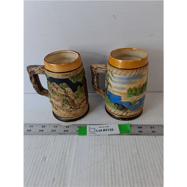 (2) Ceramic Beer Steins 5.5" Tall