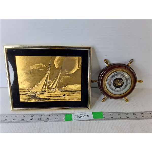 Framed Sailboat Artwork 10" x 8.25" & Weather Guide