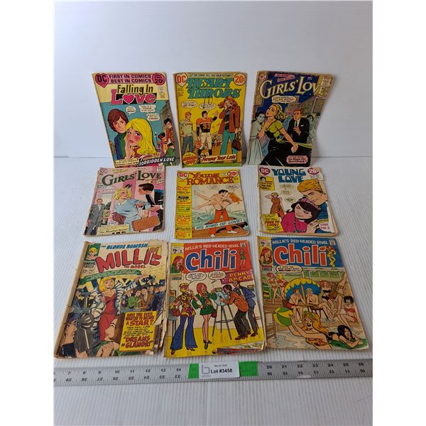 (9) Vintage Comics- Chili, Heart Throbs, Young Romance, Misc.