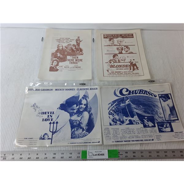 (4) Vintage Movie Ad Posters- Chubasco, The Devil in Love, Misc.