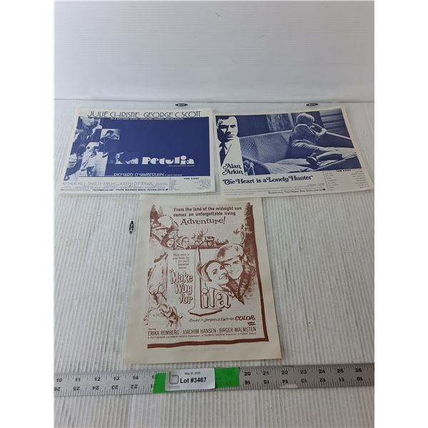 (3) Vintage Movie Ad Posters- Petulia, Make Way for Lila, The Heart is a Lonely Hunter
