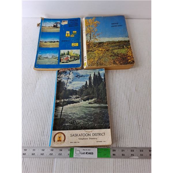 (3) Vintage Saskatoon District Telephone Directories- 1965/7, 1973