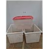 Image 1 : *(3) Plastic Totes, One Lid, Up to 24" x 17"x 15" Cannot Ship