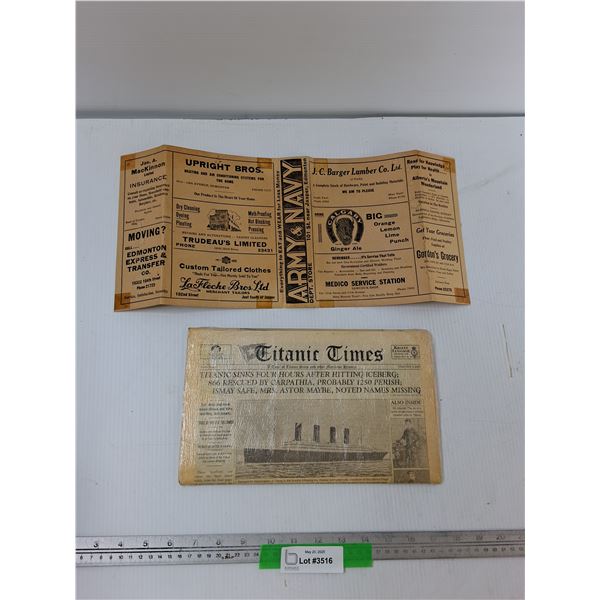 (1) Vintage Newspaper (1) Newspaper Clipping