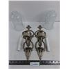 Image 1 : Pair of "Battery Operated Candle" Metal Wall Sconces - 15" Tall