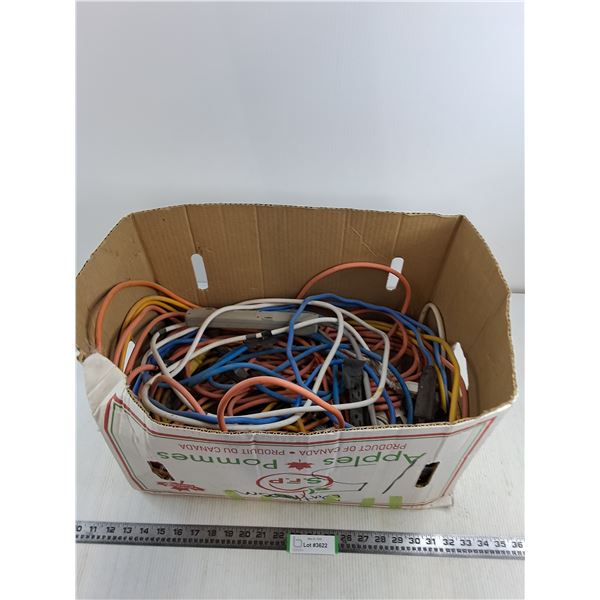 Box of Extension Cords, Power Bar, Timer - All Untested - As is