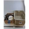Image 1 : Rubbermaid Storage Bin 22" x 16" x 12", Assorted Tools & Parts - All As is - Pickup Only