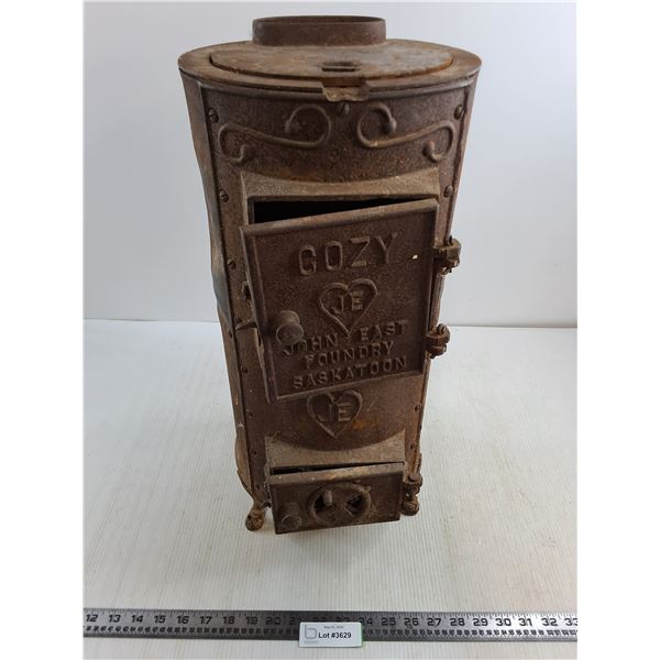 Antique Cozy Cast Iron Wood Burning Oven - 22" Tall x 10" Dia - Pickup Only