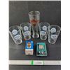 Image 1 : (4) Blue jays Glasses, Harley Davidson Beer Cup, Spoons and a NIB Toothpick Holder