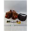 Image 1 : New Slippers,Toy Car and Tractor,Leather Waist Pack and Rubber Dog