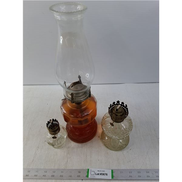 (3) Lamp Oil Lamps