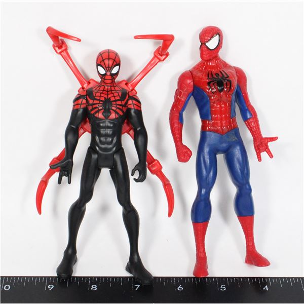 TWO SPIDER-MAN FIGURES 2018 BLACK SUIT 2015 RED