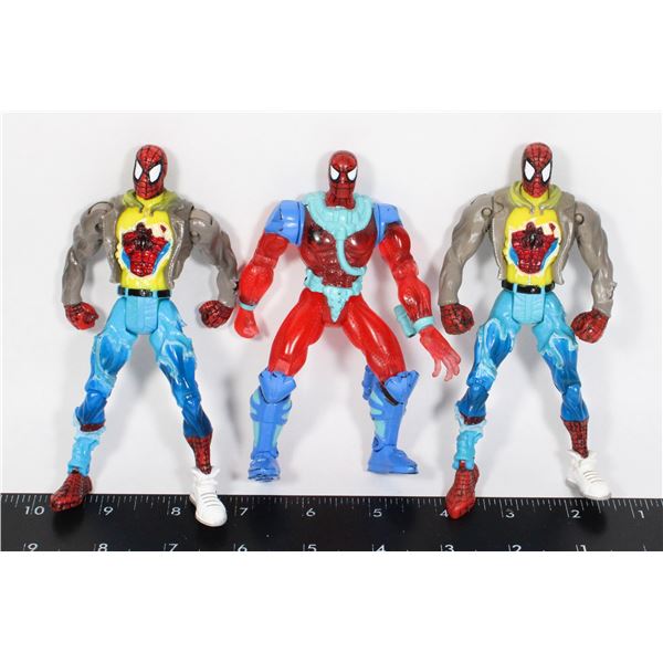 THREE UNIQUE SPIDER-MAN FIGURES ALL FROM 1999