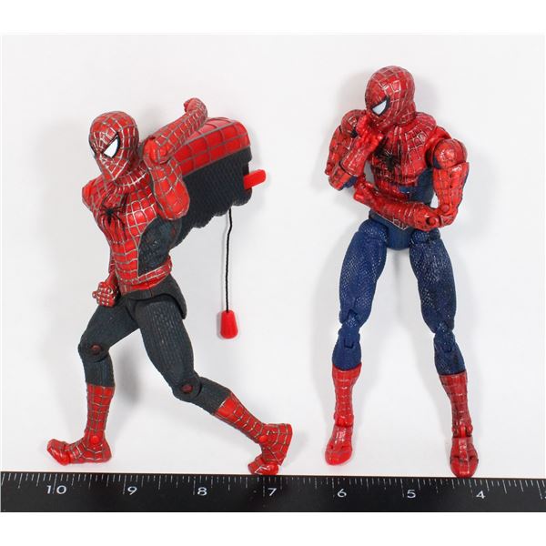 TWO SPIDER-MAN FIGURES 2003 SPIDER-MAN GUN 2008