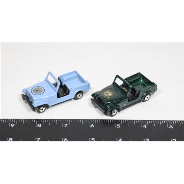 2 JEEP WRANGLER DIE CAST CARS