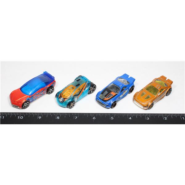 LOT OF 4 BLUE/ORANGE HOTWHEELS