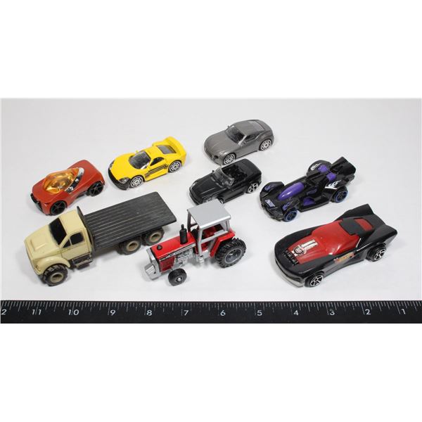 ERTL TRUCK AND TRACTOR SOLD WITH 3 HOT WHEELS CARS