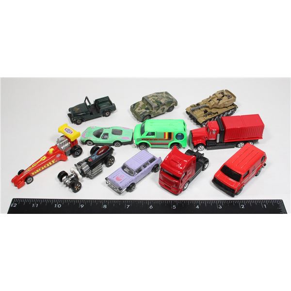 LOT OF TOY VEHICLES INCLUDING NHRA CHAMPION DRAG