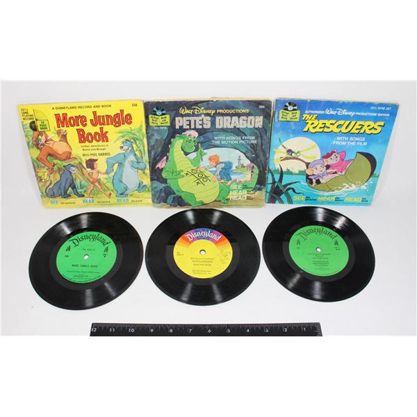 THREE VINTAGE WALT DISNEY BOOK AND RECORD SETS