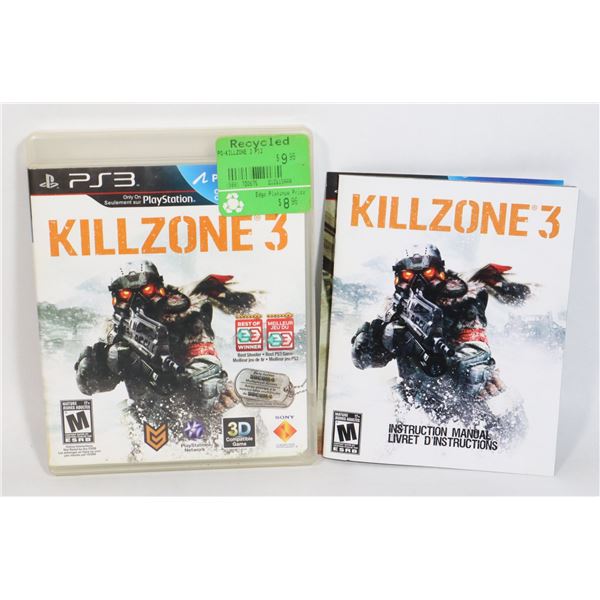 PS3 KILLZONE 3 VIDEO GAME