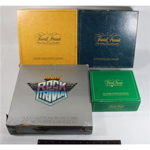 SUPER LOT OF TRIVIA PURSUIT AND ROCK TRIVIA